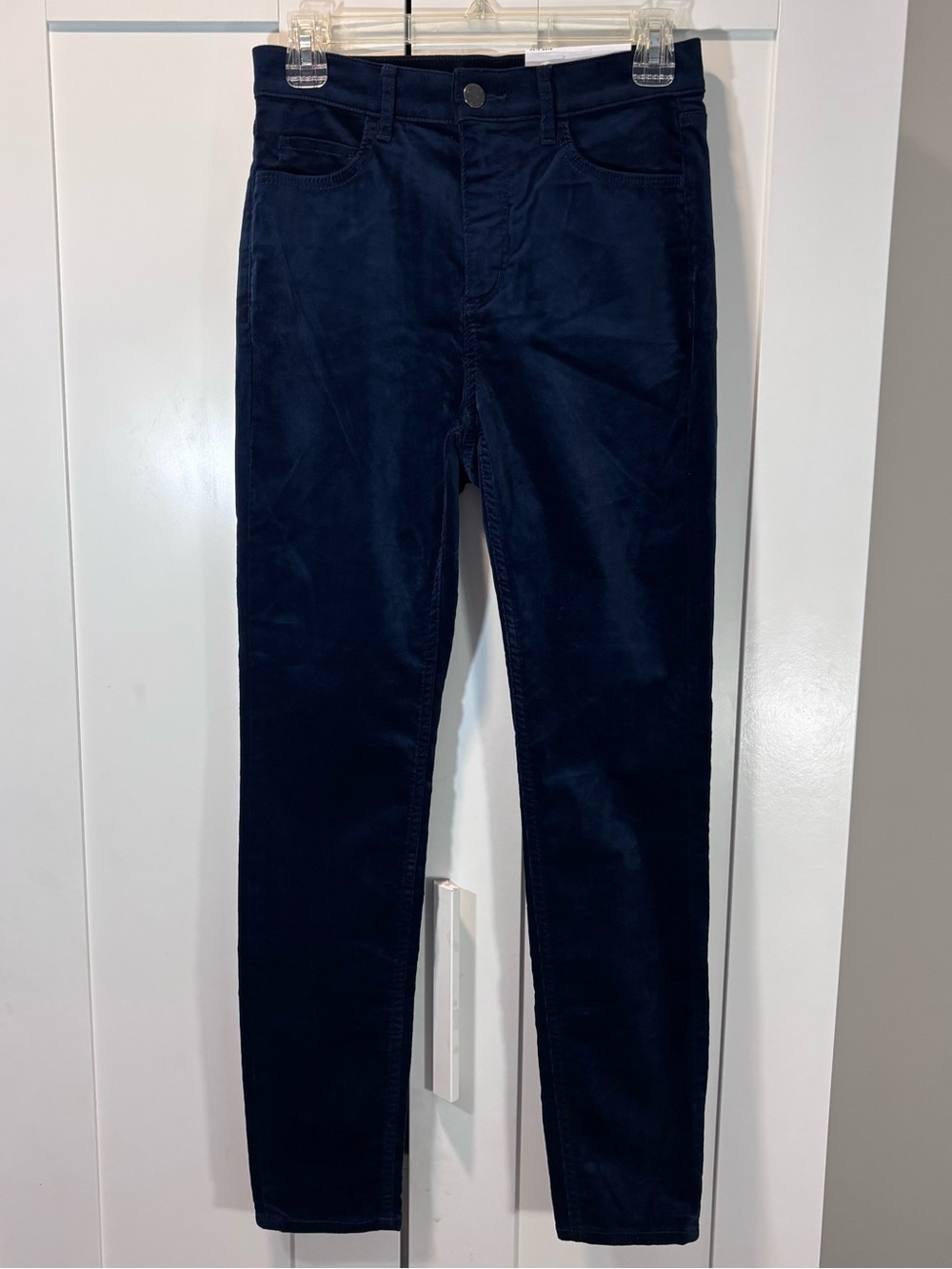 LOFT NWT Velvet Pants Navy Blue Size 26” 2 Slim Pockets Cotton Viscose Stretch